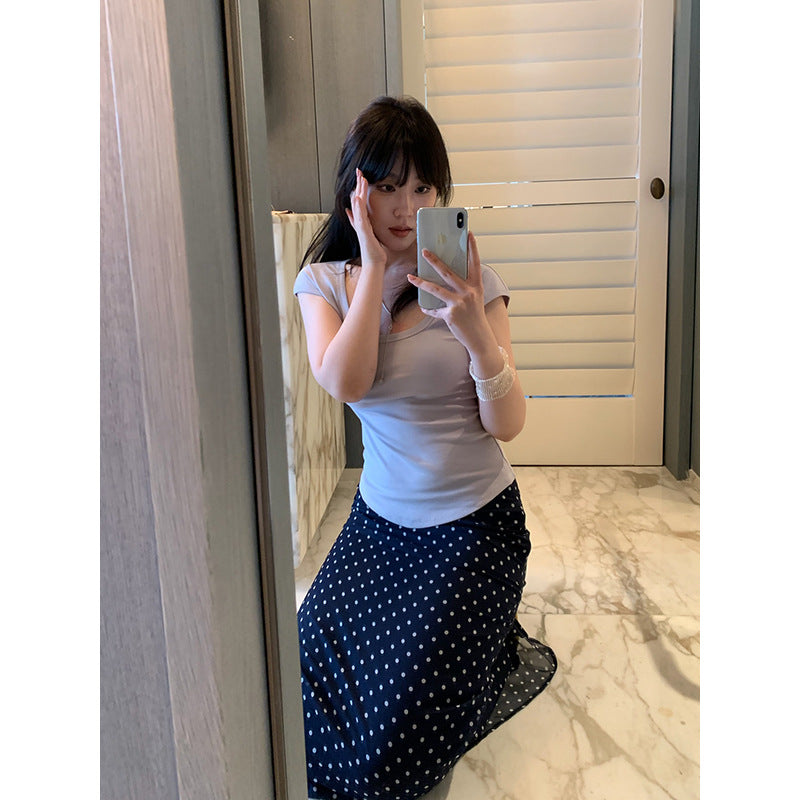 Solid Square Neck T-shirt R31104