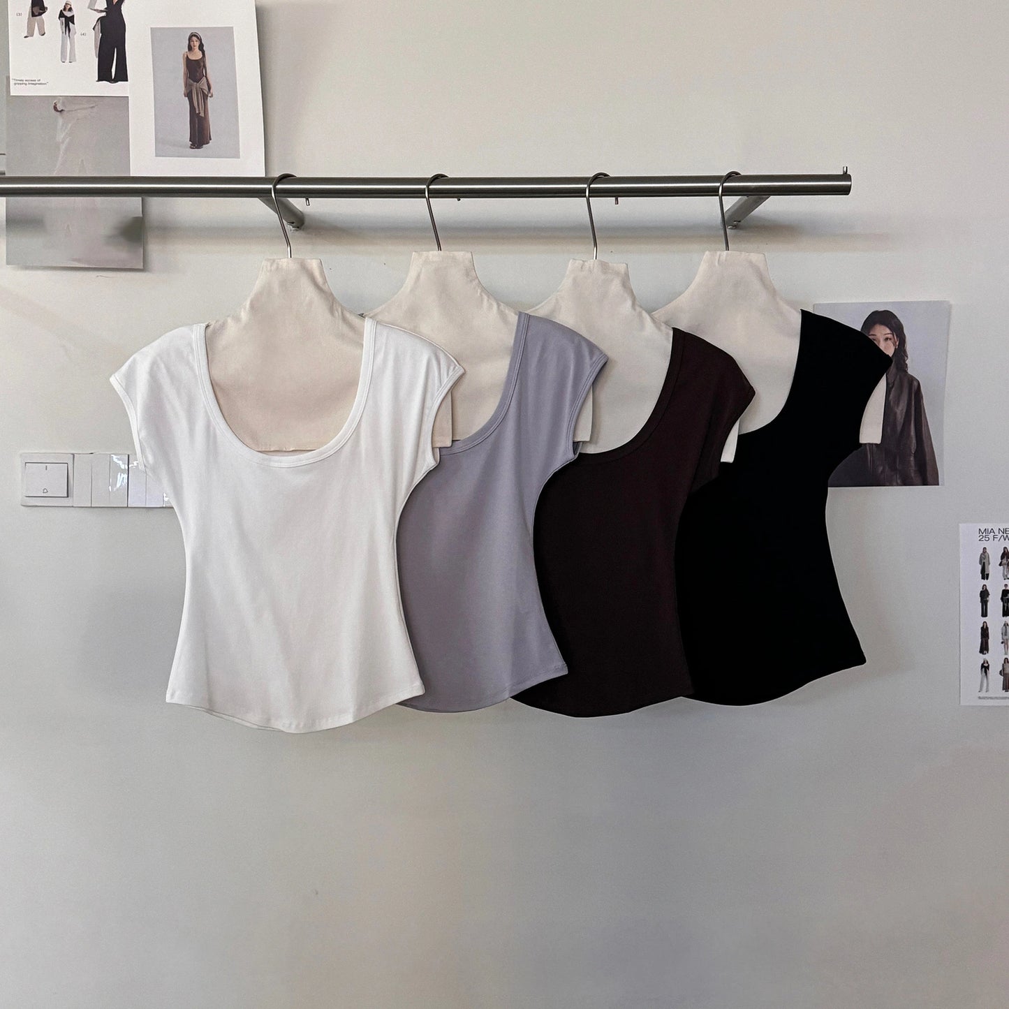 Solid Square Neck T-shirt R31104