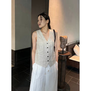 Linen Striped Vest R31118