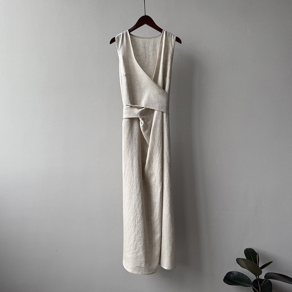 French Tencel Linen V-neck Dress RH012971