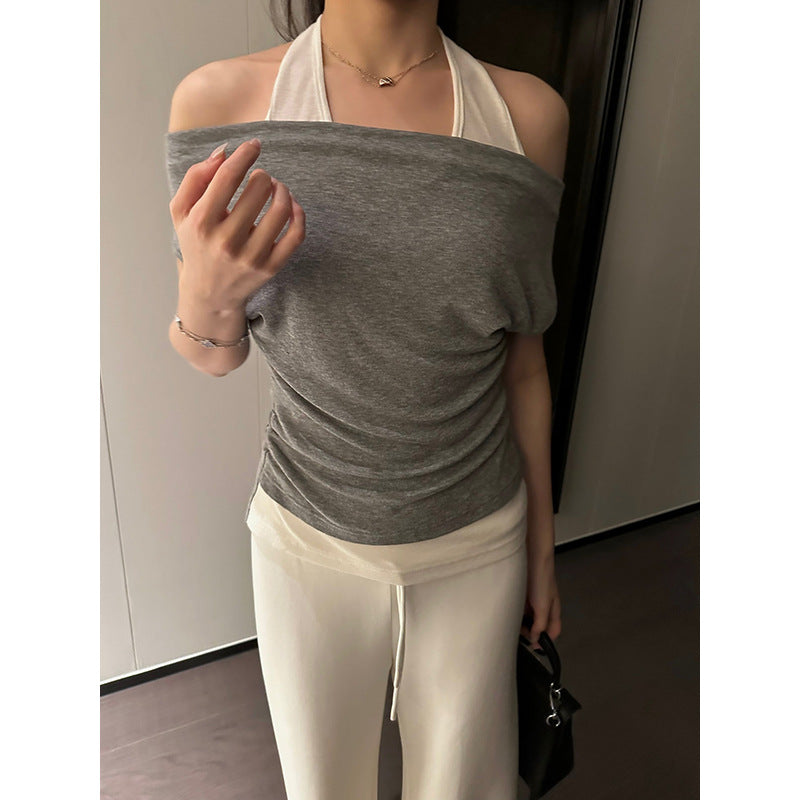 Halter Color Block T-shirt R31105