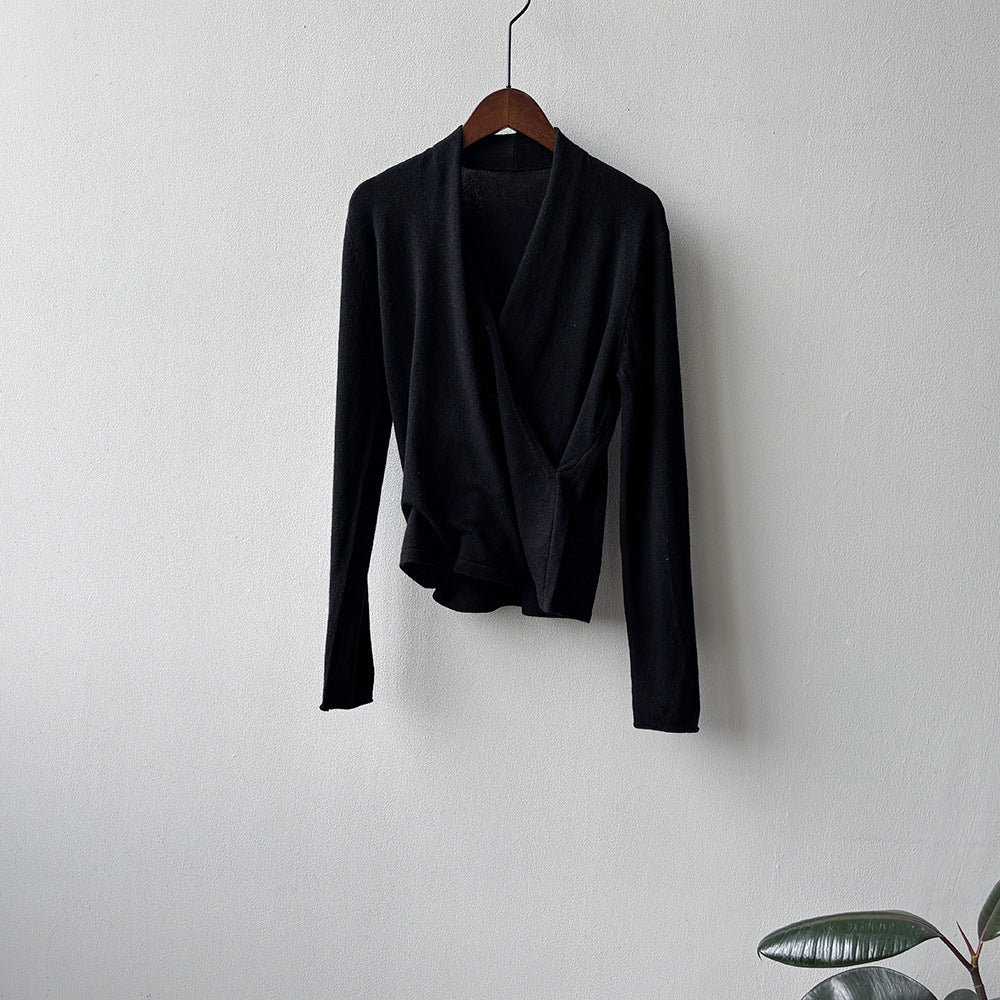 V-neck Long-sleeved Knitted Sweater RH013021