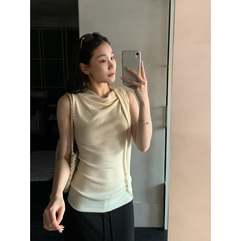 Side Tie Simple Tencel Knit Top R31161