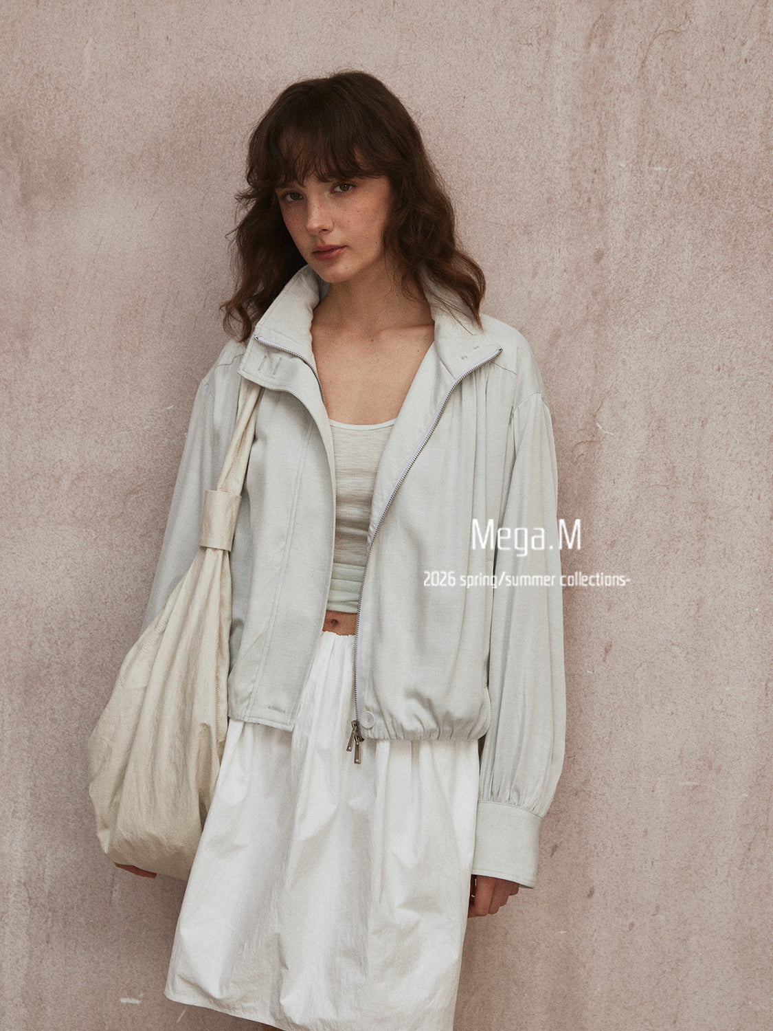 Mega. M short long-sleeved lapel jacket women's clothing 2026 spring new thin jacket Me26-04027