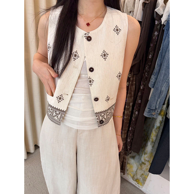 Retro Linen Vest Top R31186
