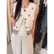 Retro Linen Vest Top R31186