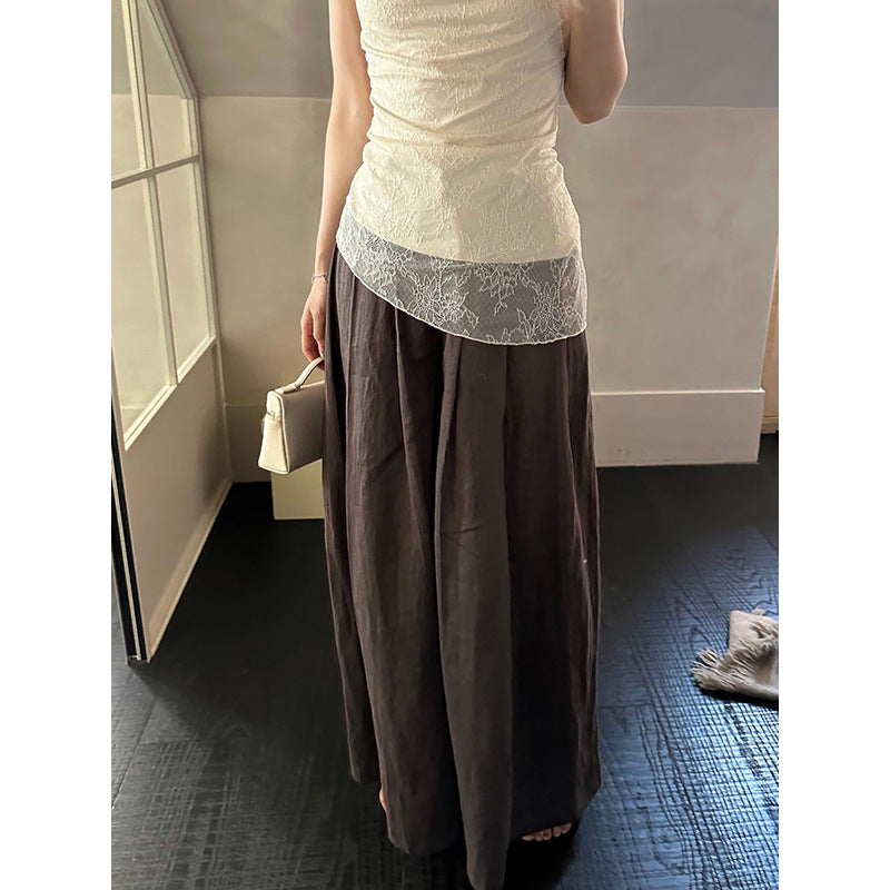 Linen Pleated Wide-Leg Pants R31146