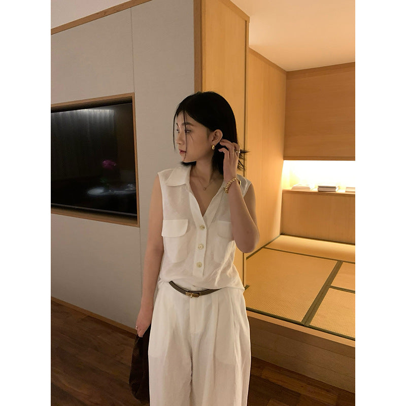 Linen Sleeveless Shirt R31108