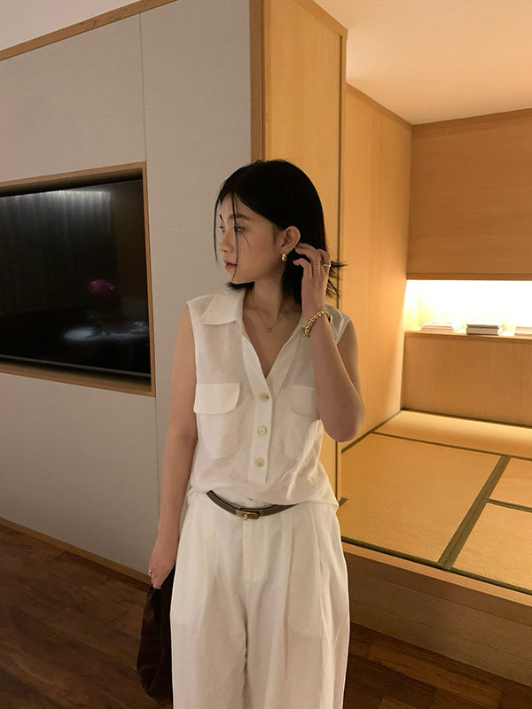 Linen Sleeveless Shirt R31108