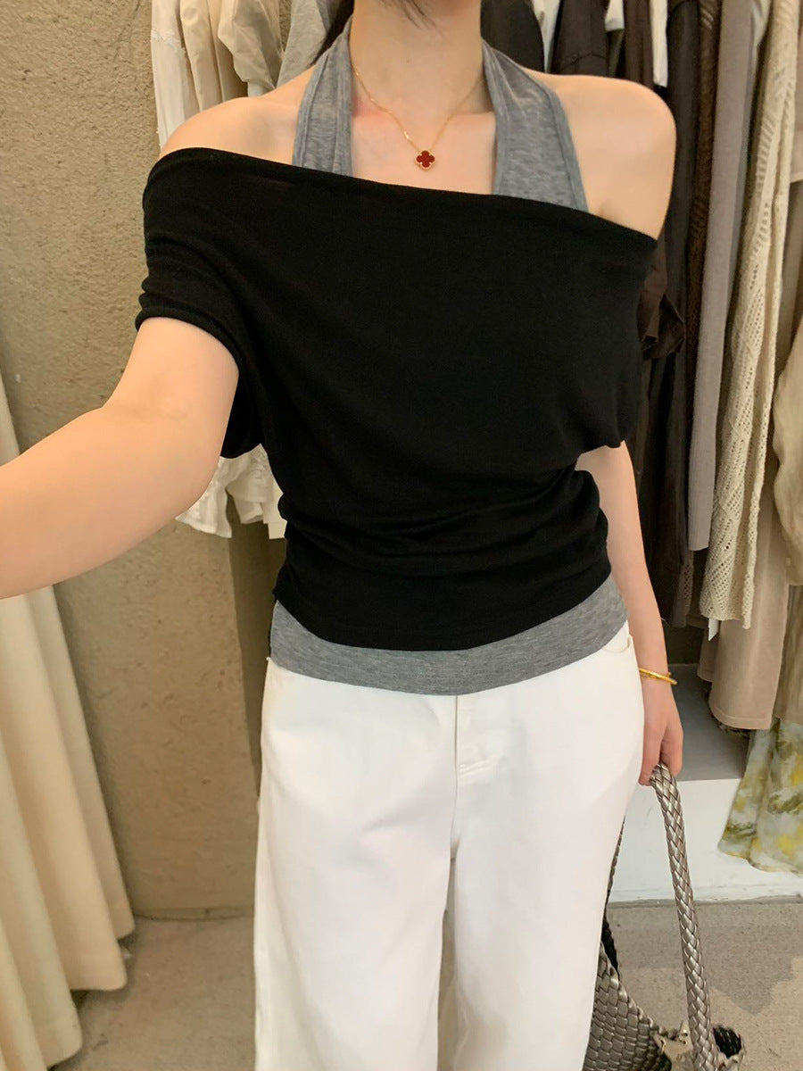 Halter Color Block T-shirt R31105