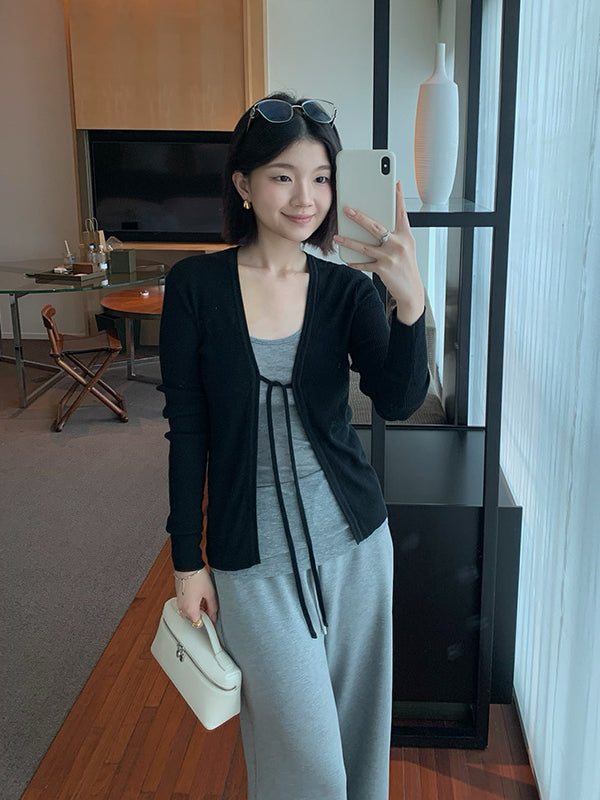 Tencel Wool Tie Knit Cardigan R31171