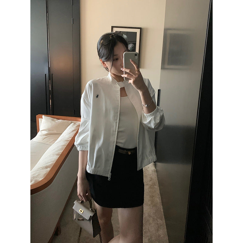 Embroidered Stand Collar Jacket R31138