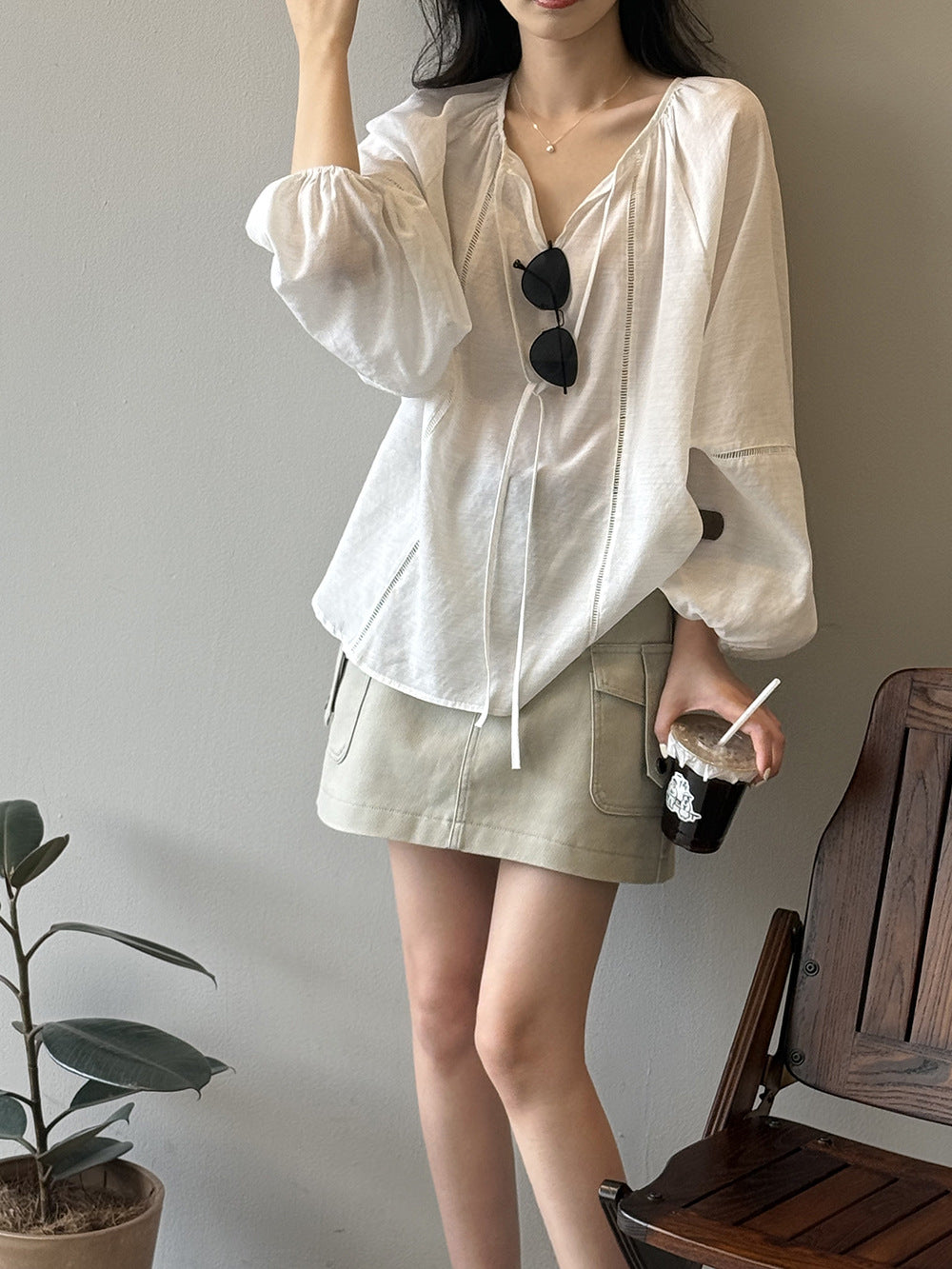 Literary Retro Long-sleeved Shirt RH012985