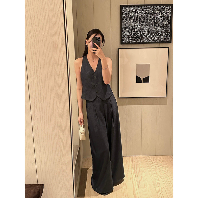 V-neck Vest & Wide-leg Pants Set R31114