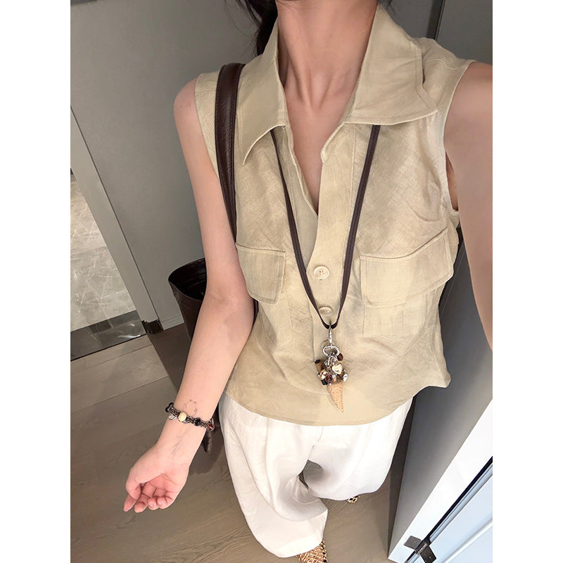 Linen Sleeveless Shirt R31108