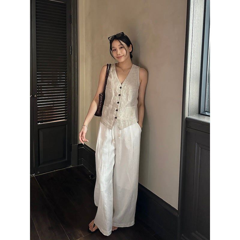 Linen Striped Vest R31118