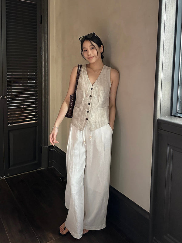 Linen Striped Vest R31118