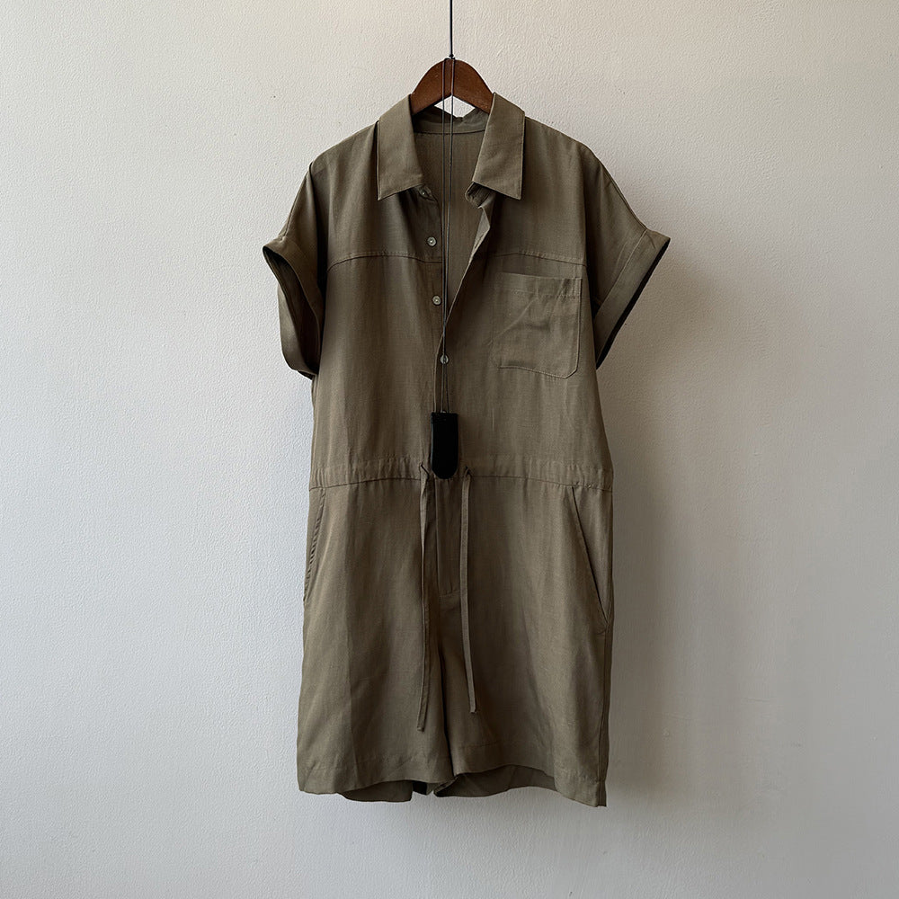 Tencel Linen Short-sleeved Jumpsuit RH013033