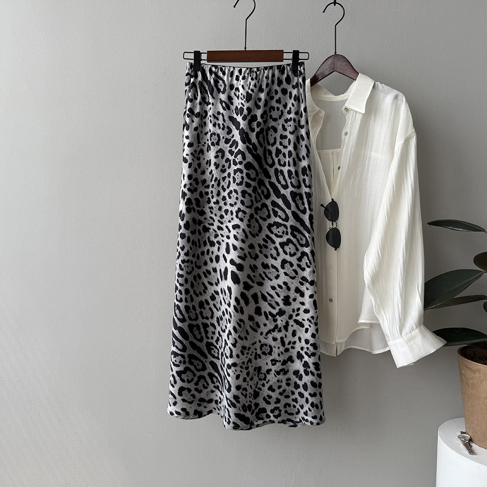 Leopard Print Split Skirt RH012952