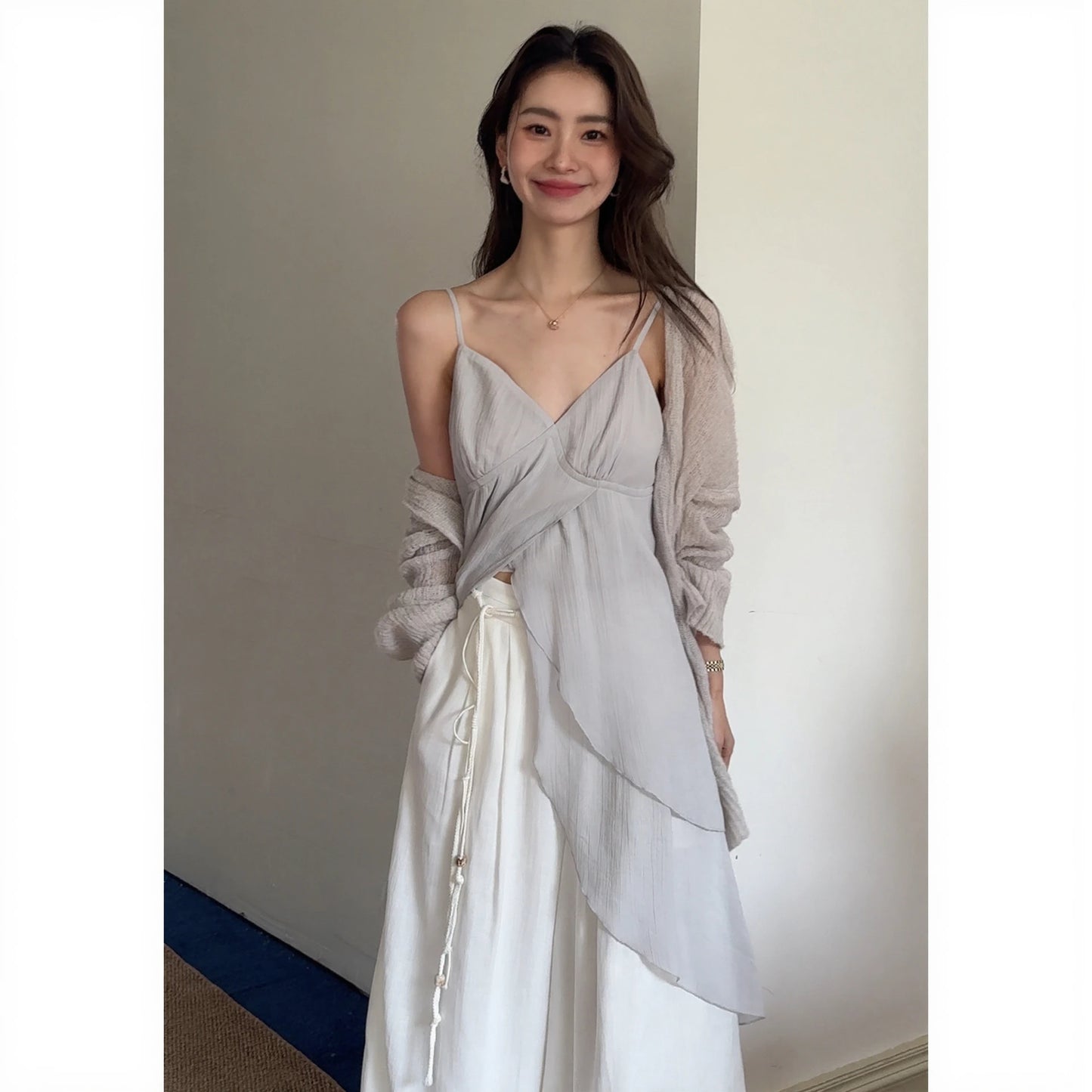 Lace-up Knit Cardigan R31077