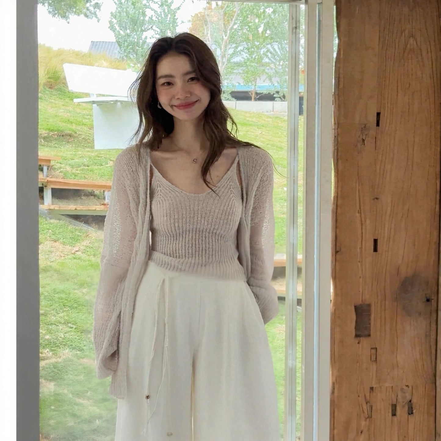 Lace-up Knit Cardigan R31077