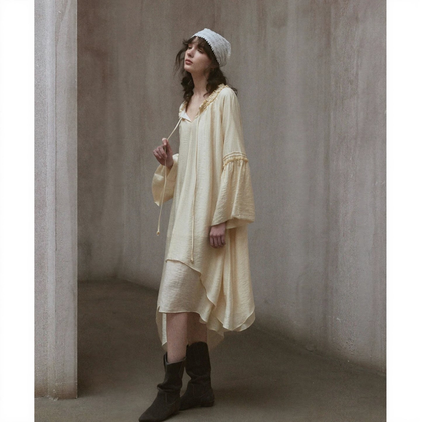 Lace-up Midi Dress R31060