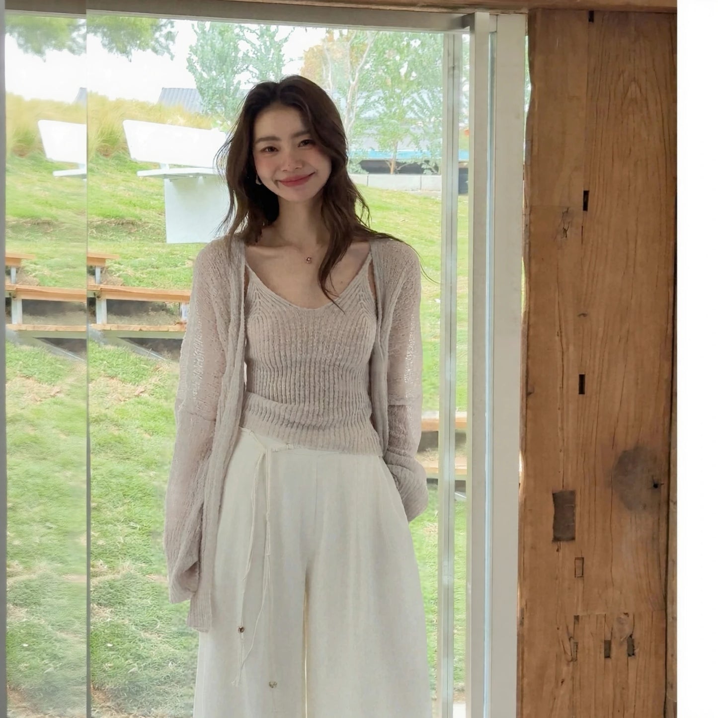 Knitted Suspender Top R31041