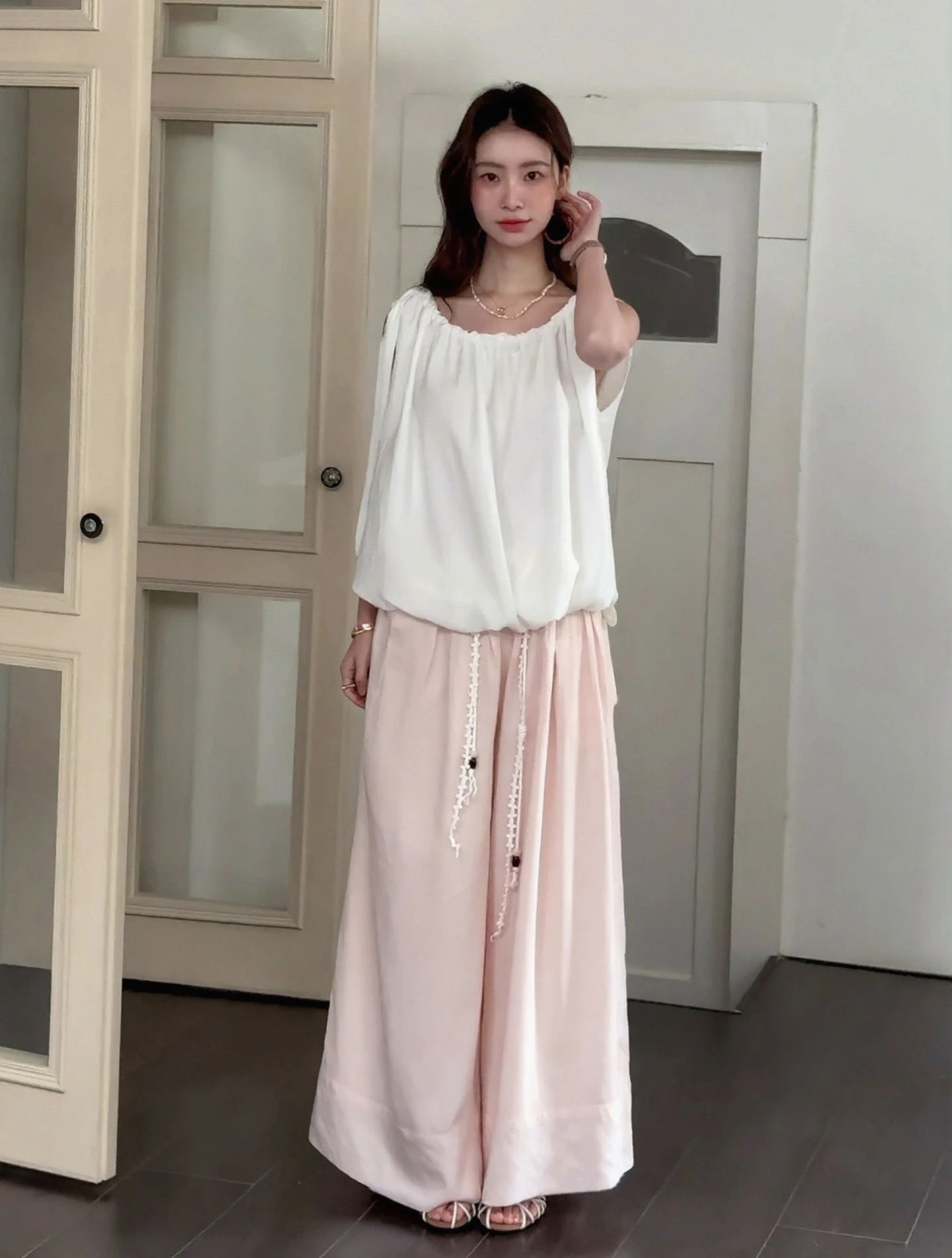 Lace-Up Wide Leg Pants R31032