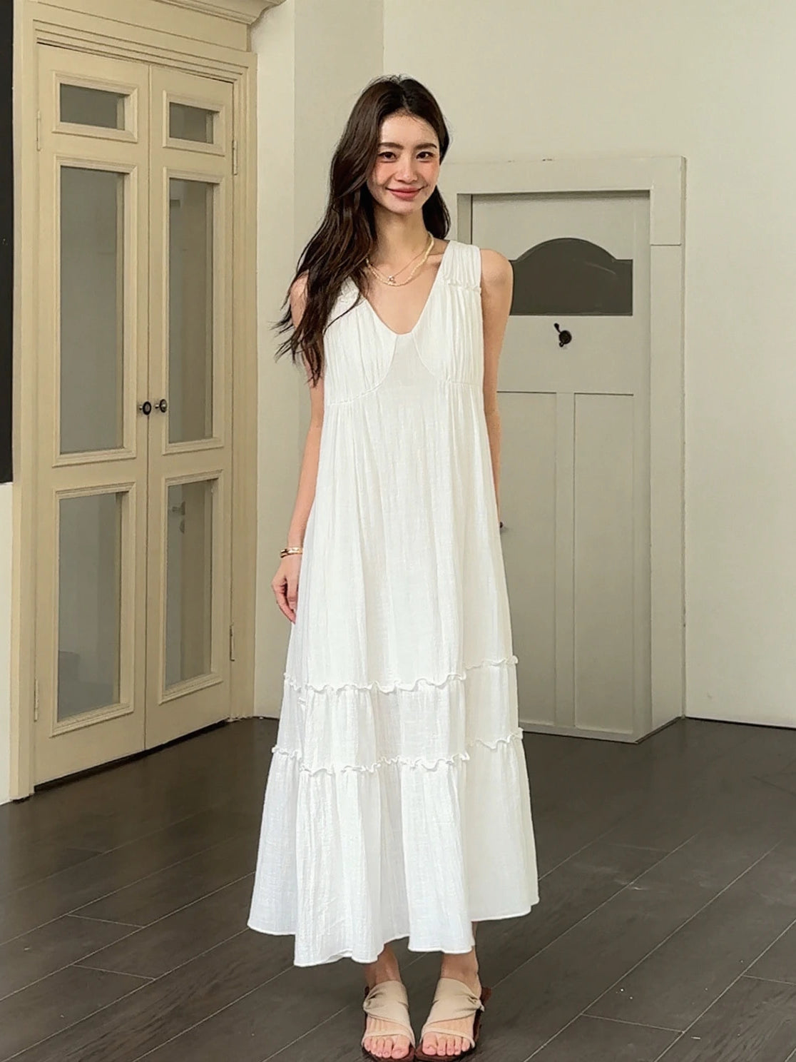 French V-neck Dress R31005